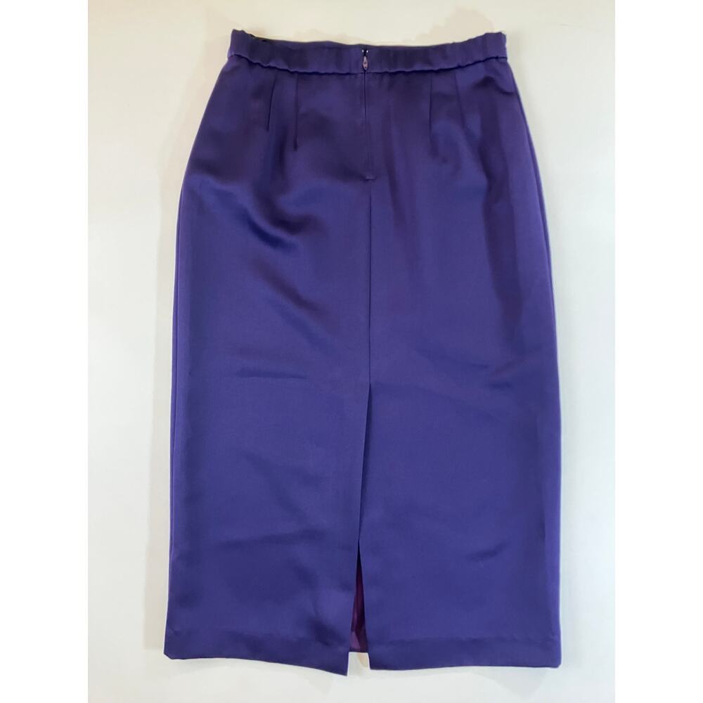 Vintage 90s Alex Evenings Purple Satin Skirt 14 Made USA Formal Midi Slit